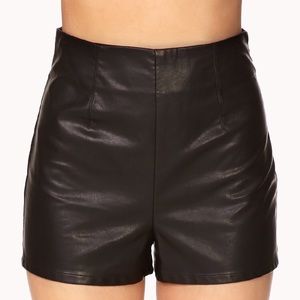 Faux Leather High-Waisted Shorts